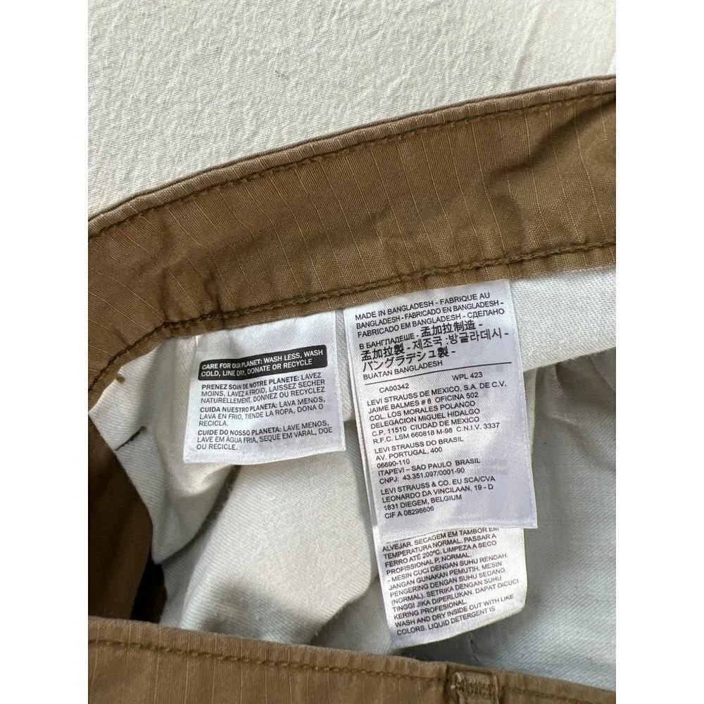Levi Strauss & Co Mens Size 40 W Dark‎ Khaki Cargo Short Surplus Utility Cotton